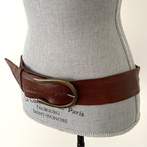 We The Free Free People Rosebery Leather Belt in Cognac M/L 2” Wide Statement main image 11